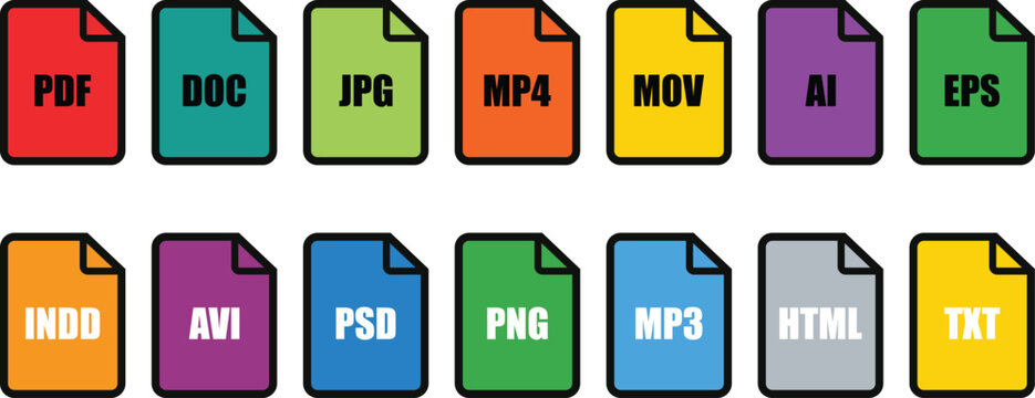 Set of file type icon set pack, all file type extension icon including programming file types