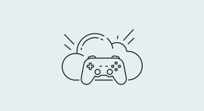 Cloud Gaming Controller Icon: Futuristic Entertainment and Digital Technology Concept