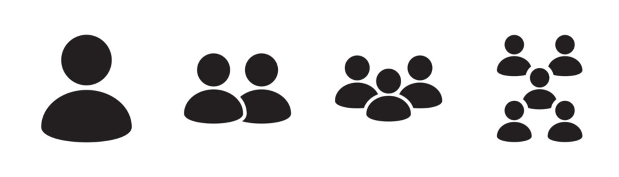 User group icon set. people, team, community, audience, social. solid style icon collection.