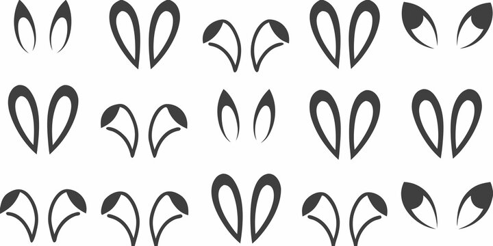 rabbit ear silhouettes collection on a white background