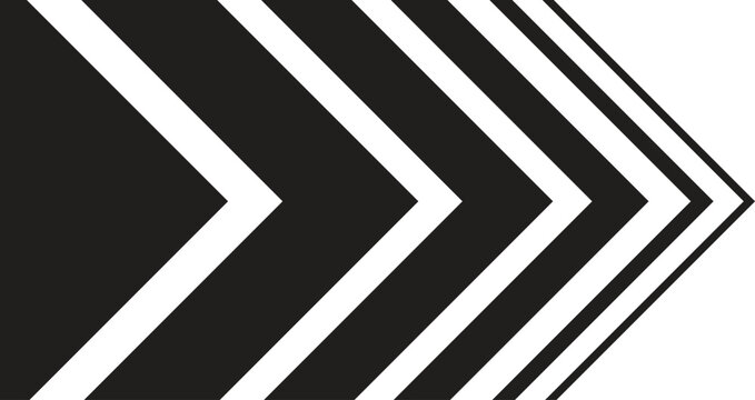 Abstract geometric arrow pattern with bold diagonal chevron stripes in black and white creating modern directional background for branding, technology banners, wallpapers and minimal posters.