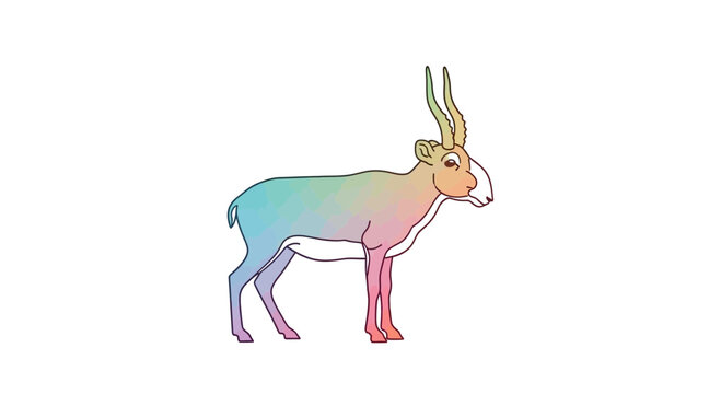 Whimsical Saiga Antelope with Rainbow Scales and Horns
