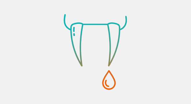 Vampire Fangs Dripping Blood Icon, Halloween Horror Symbol, Scary Creature Teeth
