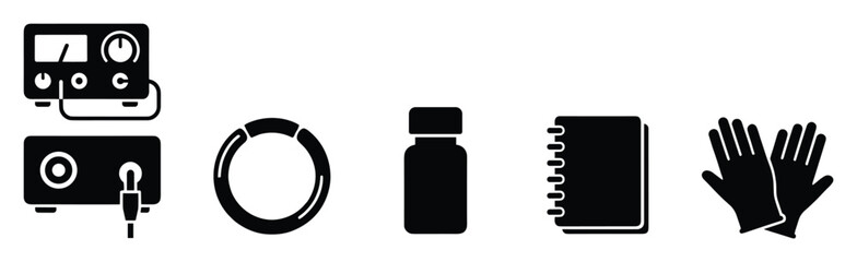Fototapeta premium Tattoo studio equipment and supplies icons for professional shop and artist resource