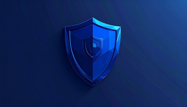 3d blue shield icon glowing on dark background for cybersecurity and protection