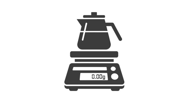 Coffee maker on digital kitchen scale.