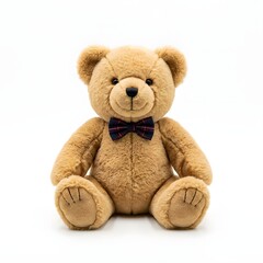 Fototapeta premium Teddy bear toy in studio lighting brown plush isolated on white background