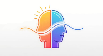 Obraz premium Split Head Silhouette: Logic vs Emotion, Brain Dichotomy, Creative Thinking, Mental Health