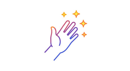 Fototapeta premium Sparkling Hand Gesture with Colorful Stars, Magic, Creativity, and Celebration