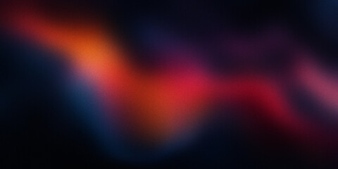 Glowing orange and red light wave on dark blue background with cinematic noise texture and artistic nebula space inspiration. © PureVector Lab