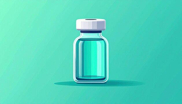 empty transparent medical vial on teal gradient background minimal design