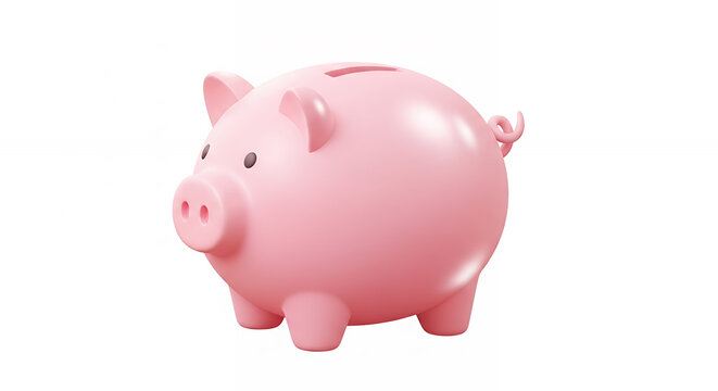 3D Piggy Bank Icon in Smooth Soft Style, Savings, Investment and Wealth Growth Concept for Finance App UI Design