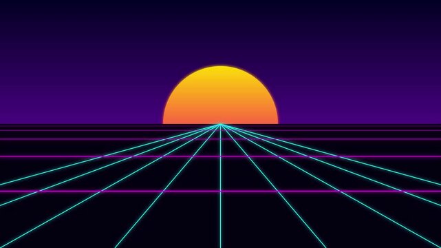 Retro Futuristic Neon Grid Animation