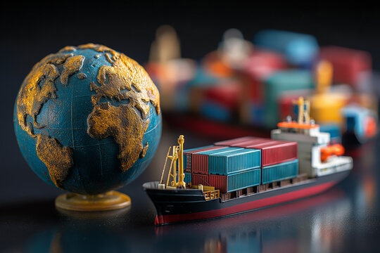 Worldwide globalization and international business, global trade and economy shipping, networking of goods shipping and logistics