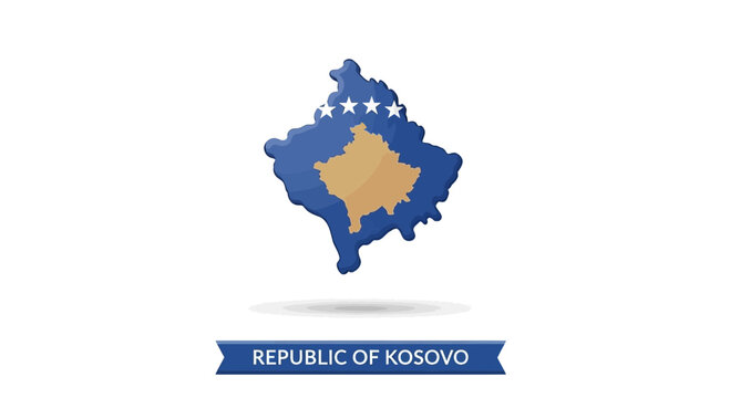 Kosovo map flag illustration, graphic representation with copy space