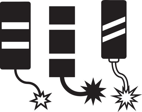 Dynamite icon silhouette with spark, vector