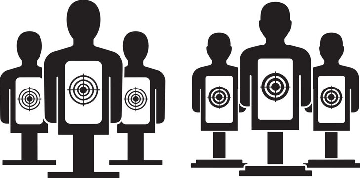 Target practice silhouettes on white background
