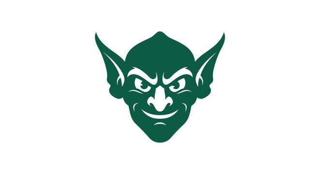 Green goblin face logo symbol.