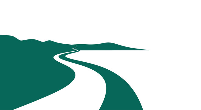 Green road curve shape design element.