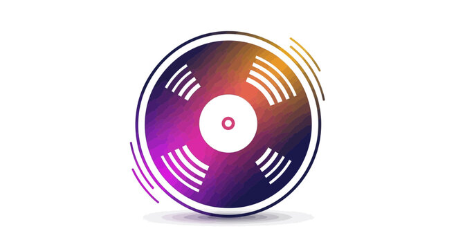 Vibrant Abstract Vinyl Record with Colorful Gradient and Radial Sound Waves