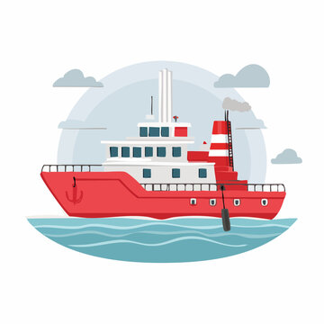 Red Tugboat Illustration