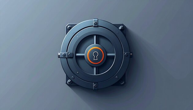 metal security lock mechanism with combination dial on neutral background
