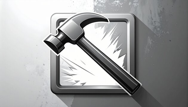 hammer striking metal surface in studio lighting for impact concept