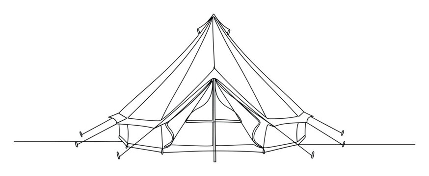 Bell tent outline drawing for outdoor camping adventures glamping and recreational travel projects