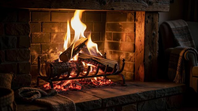 Cozy moments by the crackling fire enjoying warmth and dancing flames in a comfortable home setting
