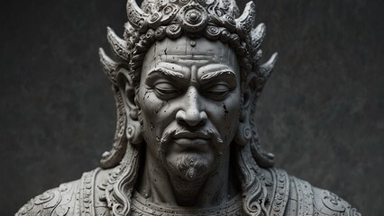 Fototapeta premium Generative AI illustration: statue of man with horns on his head with detailed texture