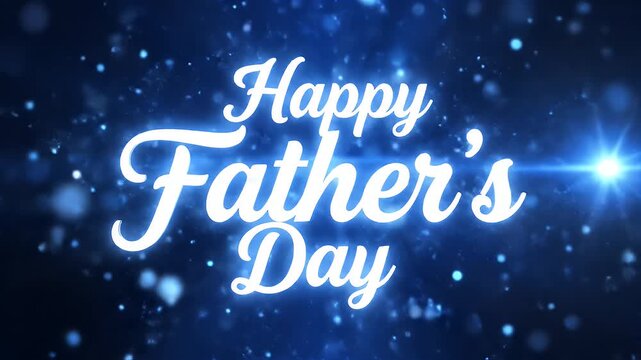 Neon fathers day greeting with glowing text on a dark blue background