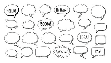 Fototapeta premium Collection of comic book style speech and thought bubbles for expressive communication