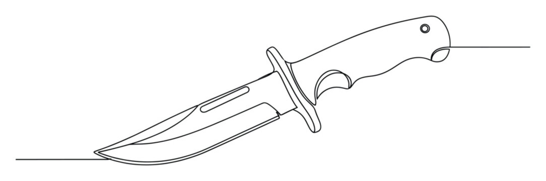 Continuous line drawing of a sharp tactical knife suitable for military and survival projects