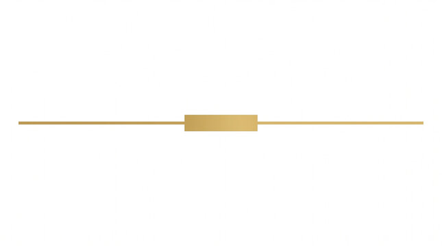 Minimalist gold divider line with central rectangle, elegant metallic decorative border element, luxury golden separator for wedding invitations