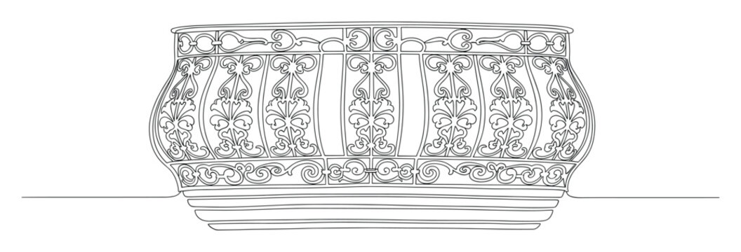 Elegant decorative balcony balustrade with intricate scrollwork ideal for architectural blueprint concepts