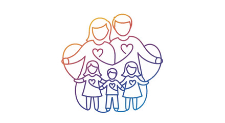 Fototapeta premium Happy Family Love Heart Icon: Parents and Children Embraced in Warmth and Unity