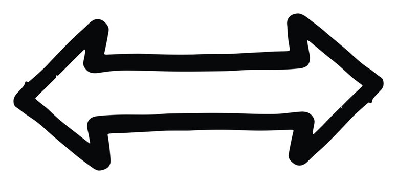 Bold hand sketched double headed arrow symbolizing connection or duality for many creative uses