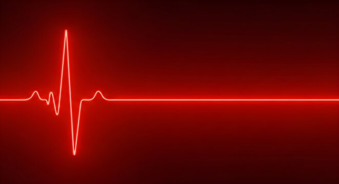 Red glowing heartbeat line flatlining on dark background