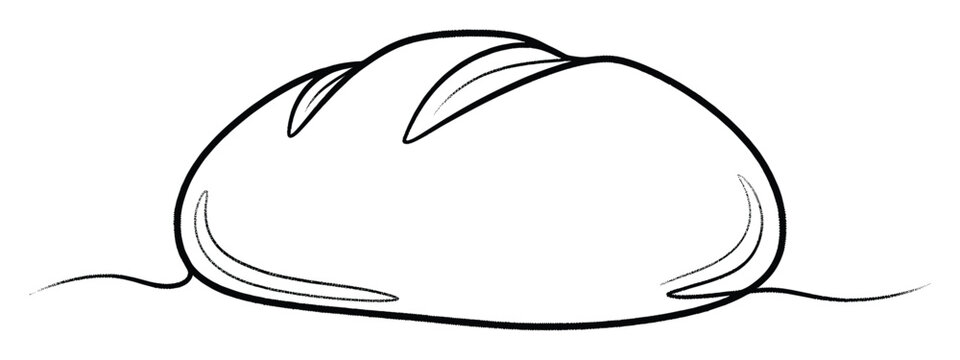 Hand drawn outline of a fresh baked bread loaf for food blogs and menu designs