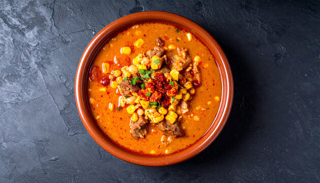 Argentine food locro traditional on dark background