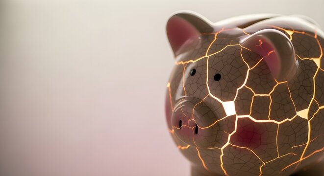broken piggy bank savings loss financial crisis bankruptcy risk money problem