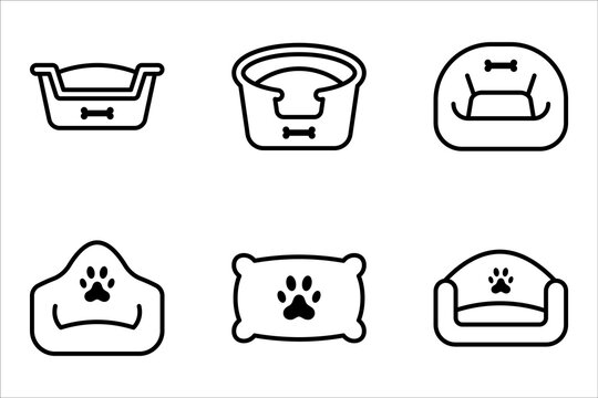 pet bed icon set, vector illustration on white background
