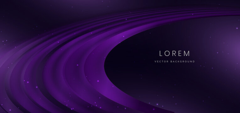 Abstract Purple Wave Curves with Starry Space Futuristic Background.