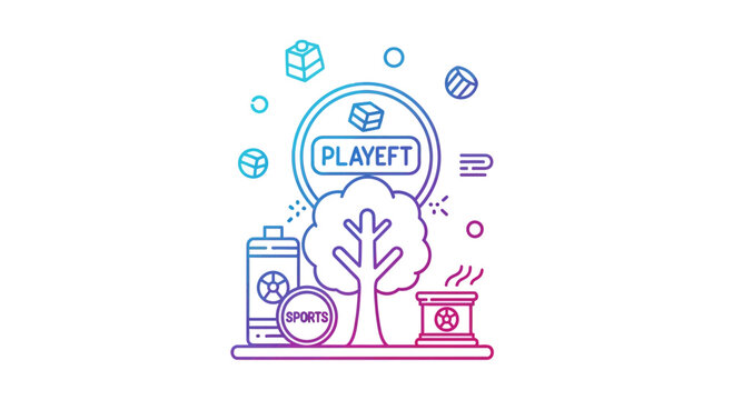 Playoff Sports Concept: Tree, Sports Equipment, Playoff Game Icon, Gradient Colors