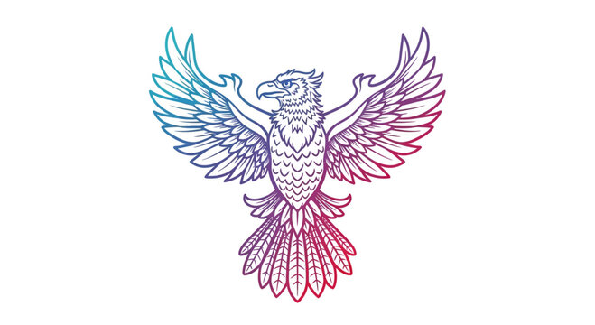 Mythical Phoenix Bird Crest with Gradient Wings, Majestic Emblem of Rebirth and Power