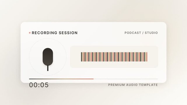 A voice record session with a microphone in a studio setting appears in monochrome.
