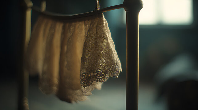 Lace garment hanging on a metal rack symbolizing innovation and digital transformation