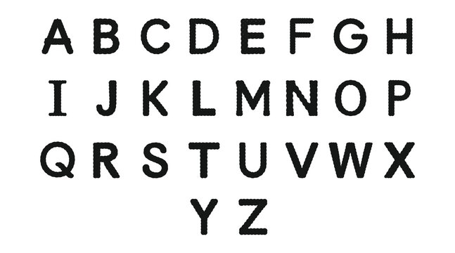 Bold Hand-Drawn Alphabet Set - Textured Uppercase Letters A to Z in Stamp Style