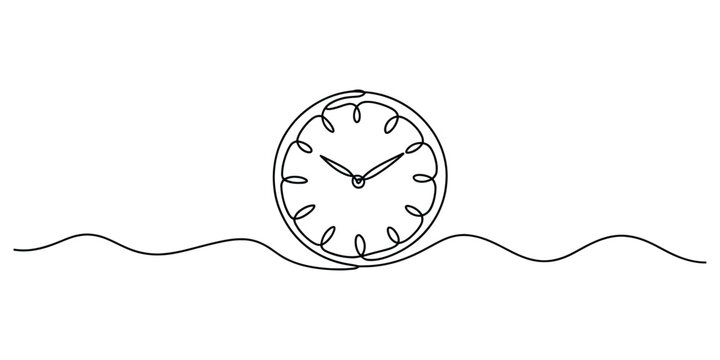 Continuous one line drawing of a wall clock