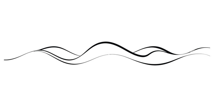 Abstract smooth black wave lines on a simple design